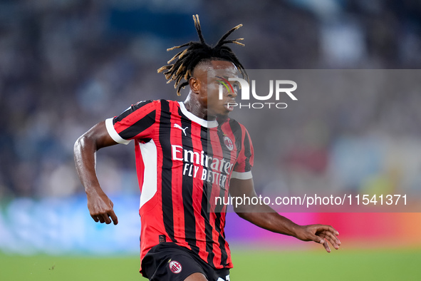 Samuel Chukwueze of AC Milan during the Serie A Enilive match between SS Lazio and AC Milan at Stadio Olimpico on Aug 31, 2024 in Rome, Ital...