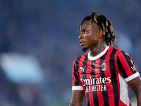 Samuel Chukwueze of AC Milan looks on during the Serie A Enilive match between SS Lazio and AC Milan at Stadio Olimpico on Aug 31, 2024 in R...