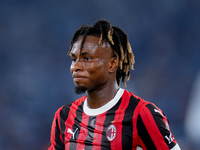 Samuel Chukwueze of AC Milan looks on during the Serie A Enilive match between SS Lazio and AC Milan at Stadio Olimpico on Aug 31, 2024 in R...