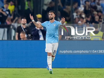 Taty Castellanos of SS Lazio celebrates after scoring first goal during the Serie A Enilive match between SS Lazio and AC Milan at Stadio Ol...