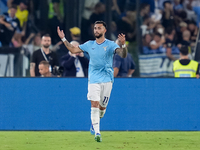 Taty Castellanos of SS Lazio celebrates after scoring first goal during the Serie A Enilive match between SS Lazio and AC Milan at Stadio Ol...