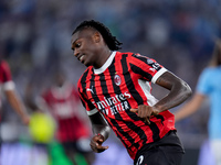 Rafael Leao of AC Milan celebrates after scoring second goal during the Serie A Enilive match between SS Lazio and AC Milan at Stadio Olimpi...