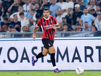 Theo Hernandez of AC Milan during the Serie A Enilive match between SS Lazio and AC Milan at Stadio Olimpico on Aug 31, 2024 in Rome, Italy....