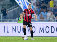 Strahinja Pavlovic of AC Milan during the Serie A Enilive match between SS Lazio and AC Milan at Stadio Olimpico on Aug 31, 2024 in Rome, It...