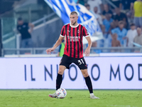 Strahinja Pavlovic of AC Milan during the Serie A Enilive match between SS Lazio and AC Milan at Stadio Olimpico on Aug 31, 2024 in Rome, It...