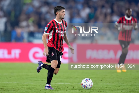 Christian Pulisic of AC Milan during the Serie A Enilive match between SS Lazio and AC Milan at Stadio Olimpico on Aug 31, 2024 in Rome, Ita...