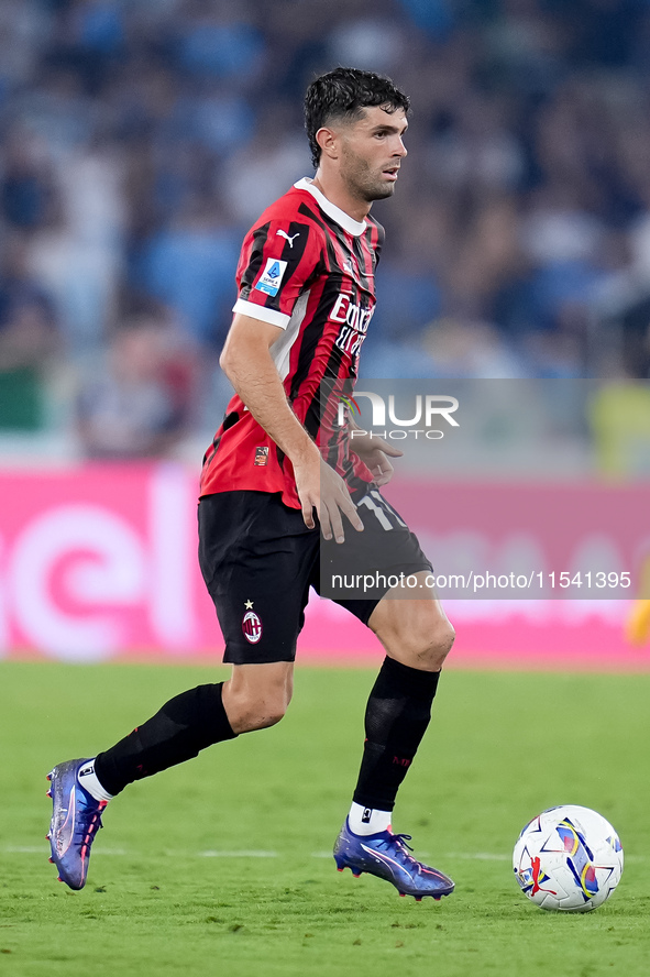 Christian Pulisic of AC Milan during the Serie A Enilive match between SS Lazio and AC Milan at Stadio Olimpico on Aug 31, 2024 in Rome, Ita...