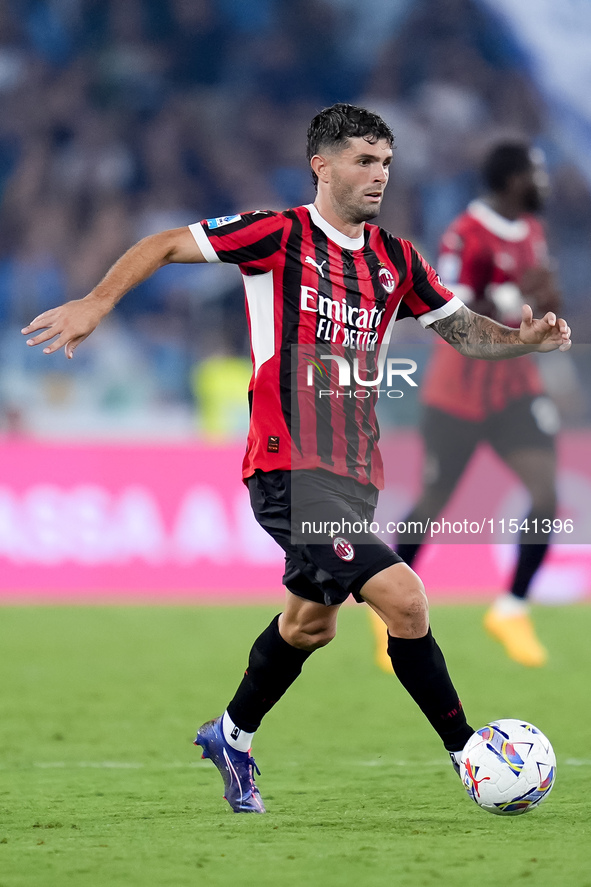 Christian Pulisic of AC Milan during the Serie A Enilive match between SS Lazio and AC Milan at Stadio Olimpico on Aug 31, 2024 in Rome, Ita...