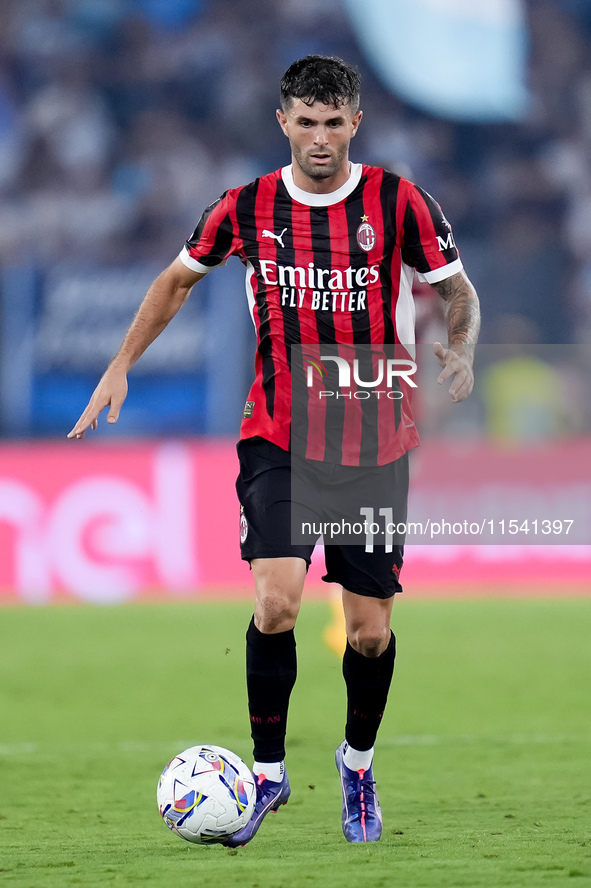 Christian Pulisic of AC Milan during the Serie A Enilive match between SS Lazio and AC Milan at Stadio Olimpico on Aug 31, 2024 in Rome, Ita...