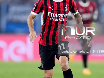 Christian Pulisic of AC Milan during the Serie A Enilive match between SS Lazio and AC Milan at Stadio Olimpico on Aug 31, 2024 in Rome, Ita...