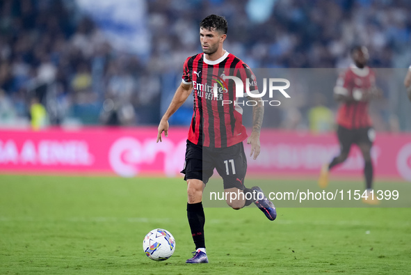 Christian Pulisic of AC Milan during the Serie A Enilive match between SS Lazio and AC Milan at Stadio Olimpico on Aug 31, 2024 in Rome, Ita...