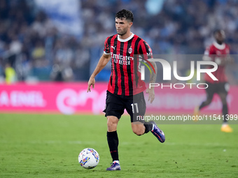 Christian Pulisic of AC Milan during the Serie A Enilive match between SS Lazio and AC Milan at Stadio Olimpico on Aug 31, 2024 in Rome, Ita...