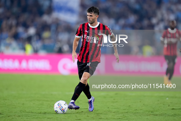 Christian Pulisic of AC Milan during the Serie A Enilive match between SS Lazio and AC Milan at Stadio Olimpico on Aug 31, 2024 in Rome, Ita...