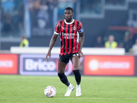 Fikayo Tomori of AC Milan during the Serie A Enilive match between SS Lazio and AC Milan at Stadio Olimpico on Aug 31, 2024 in Rome, Italy....