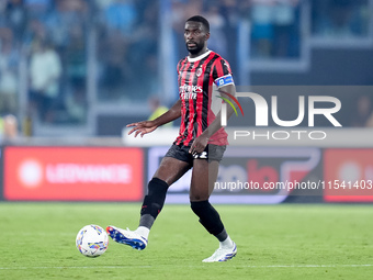 Fikayo Tomori of AC Milan during the Serie A Enilive match between SS Lazio and AC Milan at Stadio Olimpico on Aug 31, 2024 in Rome, Italy....