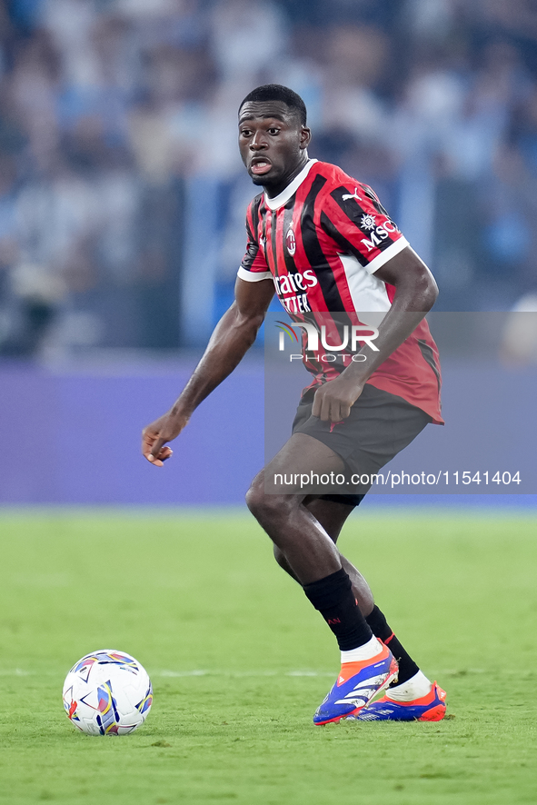 Youssouf Fofana of AC Milan during the Serie A Enilive match between SS Lazio and AC Milan at Stadio Olimpico on Aug 31, 2024 in Rome, Italy...