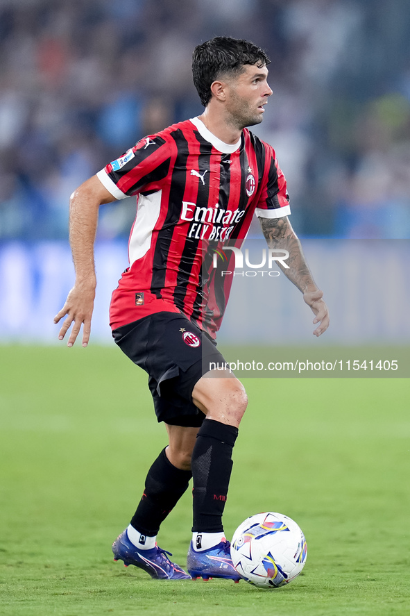 Christian Pulisic of AC Milan during the Serie A Enilive match between SS Lazio and AC Milan at Stadio Olimpico on Aug 31, 2024 in Rome, Ita...