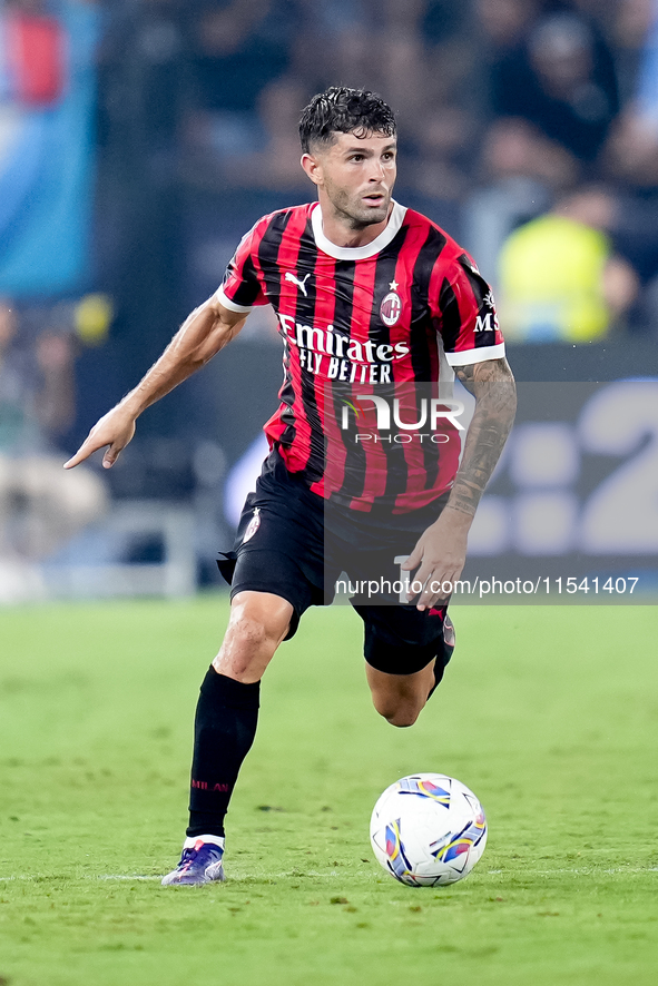 Christian Pulisic of AC Milan during the Serie A Enilive match between SS Lazio and AC Milan at Stadio Olimpico on Aug 31, 2024 in Rome, Ita...