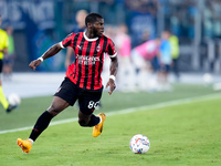 Yunus Musah of AC Milan during the Serie A Enilive match between SS Lazio and AC Milan at Stadio Olimpico on Aug 31, 2024 in Rome, Italy. (