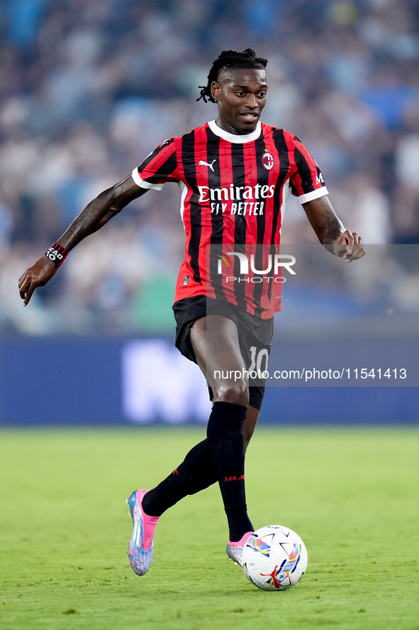 Rafael Leao of AC Milan during the Serie A Enilive match between SS Lazio and AC Milan at Stadio Olimpico on Aug 31, 2024 in Rome, Italy. 