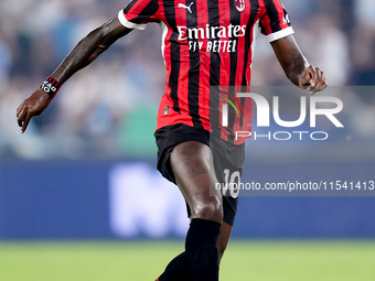 Rafael Leao of AC Milan during the Serie A Enilive match between SS Lazio and AC Milan at Stadio Olimpico on Aug 31, 2024 in Rome, Italy. (