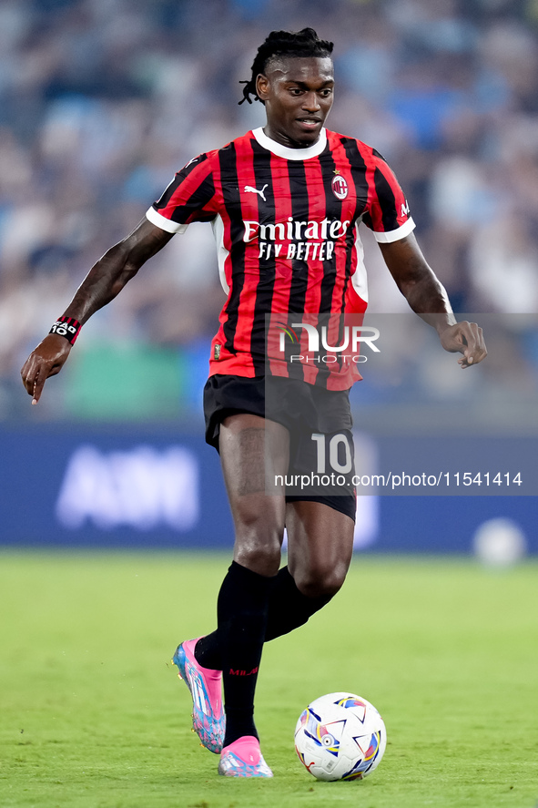 Rafael Leao of AC Milan during the Serie A Enilive match between SS Lazio and AC Milan at Stadio Olimpico on Aug 31, 2024 in Rome, Italy. 