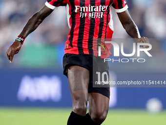 Rafael Leao of AC Milan during the Serie A Enilive match between SS Lazio and AC Milan at Stadio Olimpico on Aug 31, 2024 in Rome, Italy. (