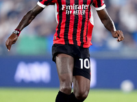 Rafael Leao of AC Milan during the Serie A Enilive match between SS Lazio and AC Milan at Stadio Olimpico on Aug 31, 2024 in Rome, Italy. (