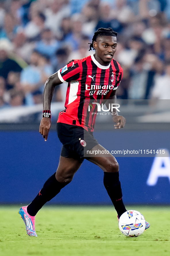 Rafael Leao of AC Milan during the Serie A Enilive match between SS Lazio and AC Milan at Stadio Olimpico on Aug 31, 2024 in Rome, Italy. 