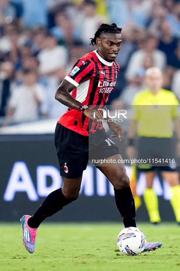 Rafael Leao of AC Milan during the Serie A Enilive match between SS Lazio and AC Milan at Stadio Olimpico on Aug 31, 2024 in Rome, Italy. 