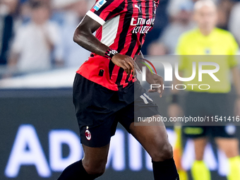 Rafael Leao of AC Milan during the Serie A Enilive match between SS Lazio and AC Milan at Stadio Olimpico on Aug 31, 2024 in Rome, Italy. (