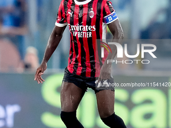 Fikayo Tomori of AC Milan during the Serie A Enilive match between SS Lazio and AC Milan at Stadio Olimpico on Aug 31, 2024 in Rome, Italy....