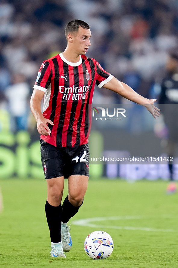 Filippo Terracciano of AC Milan during the Serie A Enilive match between SS Lazio and AC Milan at Stadio Olimpico on Aug 31, 2024 in Rome, I...