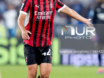 Filippo Terracciano of AC Milan during the Serie A Enilive match between SS Lazio and AC Milan at Stadio Olimpico on Aug 31, 2024 in Rome, I...