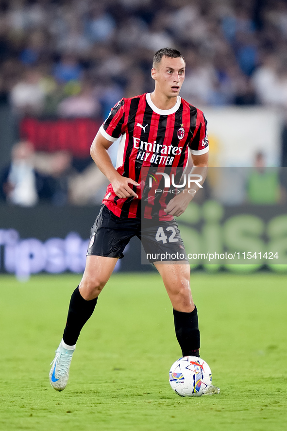 Filippo Terracciano of AC Milan during the Serie A Enilive match between SS Lazio and AC Milan at Stadio Olimpico on Aug 31, 2024 in Rome, I...