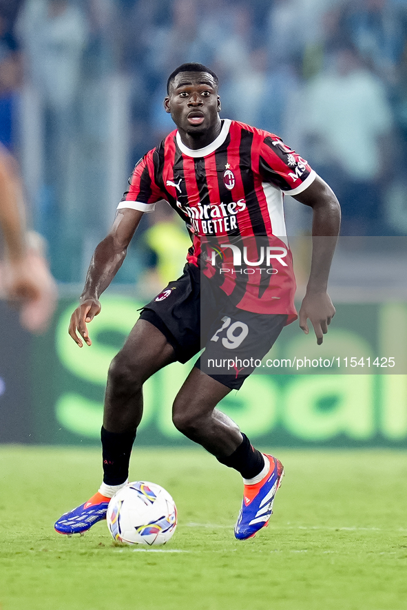 Youssouf Fofana of AC Milan during the Serie A Enilive match between SS Lazio and AC Milan at Stadio Olimpico on Aug 31, 2024 in Rome, Italy...