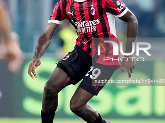 Youssouf Fofana of AC Milan during the Serie A Enilive match between SS Lazio and AC Milan at Stadio Olimpico on Aug 31, 2024 in Rome, Italy...