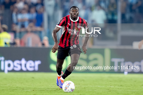 Youssouf Fofana of AC Milan during the Serie A Enilive match between SS Lazio and AC Milan at Stadio Olimpico on Aug 31, 2024 in Rome, Italy...