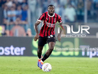 Youssouf Fofana of AC Milan during the Serie A Enilive match between SS Lazio and AC Milan at Stadio Olimpico on Aug 31, 2024 in Rome, Italy...