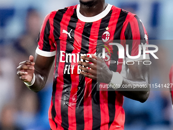 Tammy Abraham of AC Milan during the Serie A Enilive match between SS Lazio and AC Milan at Stadio Olimpico on Aug 31, 2024 in Rome, Italy....