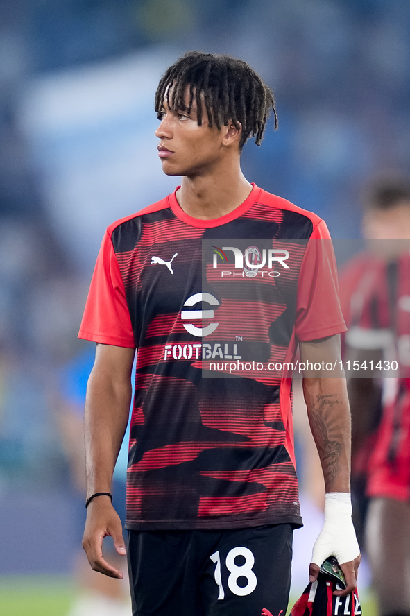 Kevin Zeroli of AC Milan during the Serie A Enilive match between SS Lazio and AC Milan at Stadio Olimpico on Aug 31, 2024 in Rome, Italy. 