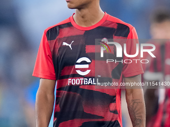 Kevin Zeroli of AC Milan during the Serie A Enilive match between SS Lazio and AC Milan at Stadio Olimpico on Aug 31, 2024 in Rome, Italy. (