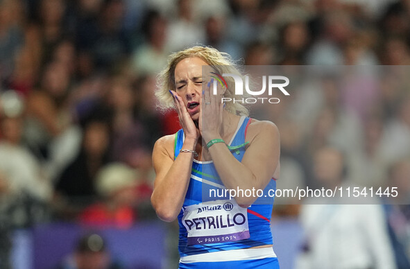 Valentina Petrillo of Italy in action in Women's 400m - T12 Semi-Finals during the Paris 2024 Paralympic Games at Stade de France on Septemb...