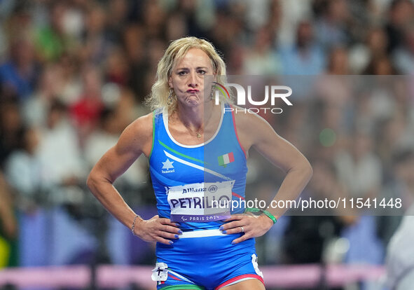 Valentina Petrillo of Italy in action in Women's 400m - T12 Semi-Finals during the Paris 2024 Paralympic Games at Stade de France on Septemb...