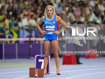 Valentina Petrillo of Italy in action in Women's 400m - T12 Semi-Finals during the Paris 2024 Paralympic Games at Stade de France on Septemb...