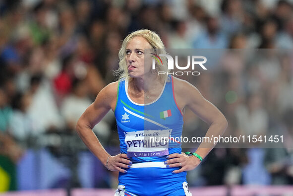 Valentina Petrillo of Italy in action in Women's 400m - T12 Semi-Finals during the Paris 2024 Paralympic Games at Stade de France on Septemb...