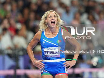 Valentina Petrillo of Italy in action in Women's 400m - T12 Semi-Finals during the Paris 2024 Paralympic Games at Stade de France on Septemb...