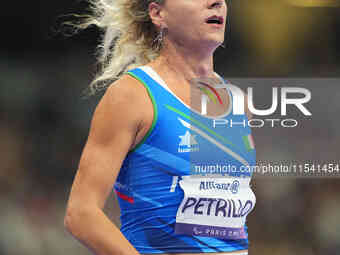 Valentina Petrillo of Italy in action in Women's 400m - T12 Semi-Finals during the Paris 2024 Paralympic Games at Stade de France on Septemb...