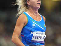 Valentina Petrillo of Italy in action in Women's 400m - T12 Semi-Finals during the Paris 2024 Paralympic Games at Stade de France on Septemb...