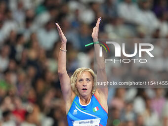 Valentina Petrillo of Italy in action in Women's 400m - T12 Semi-Finals during the Paris 2024 Paralympic Games at Stade de France on Septemb...